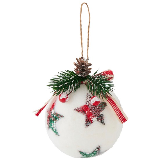 Boule de Noël en mousse polyester blanche motif étoile rouge - ECLOZ - Image 2