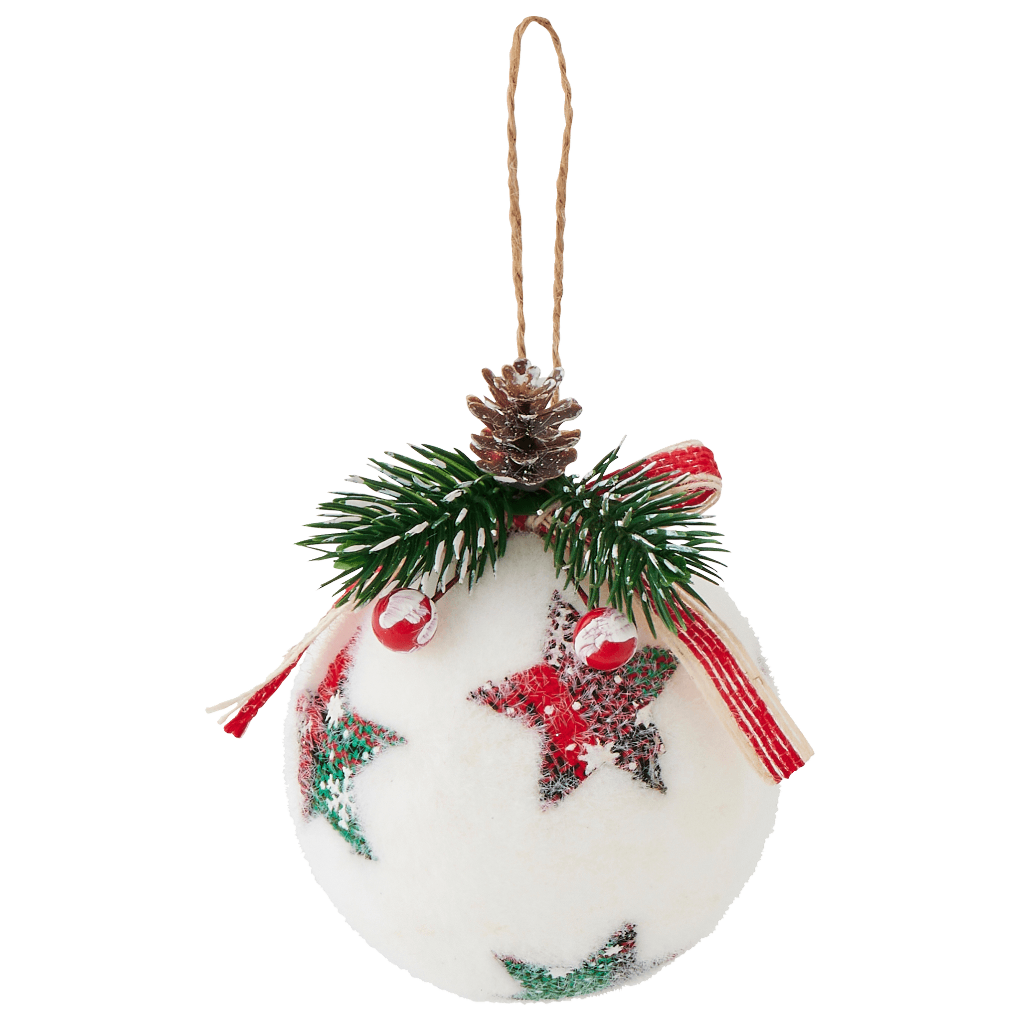 Boule de Noël en mousse polyester blanche motif étoile rouge - ECLOZ - Image 2