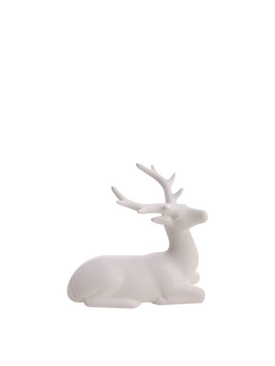 Cerf allongé blanc en céramique - ECLOZ