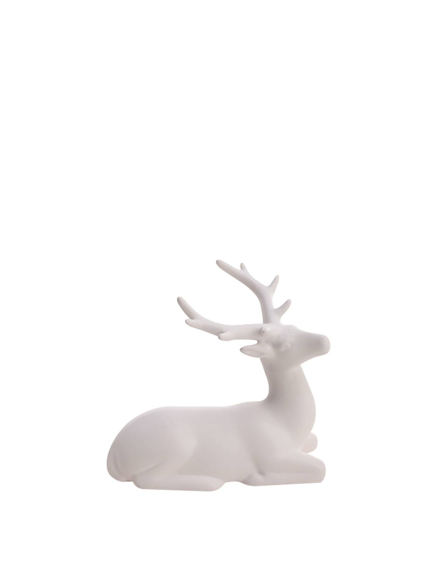 Cerf allongé blanc en céramique - ECLOZ