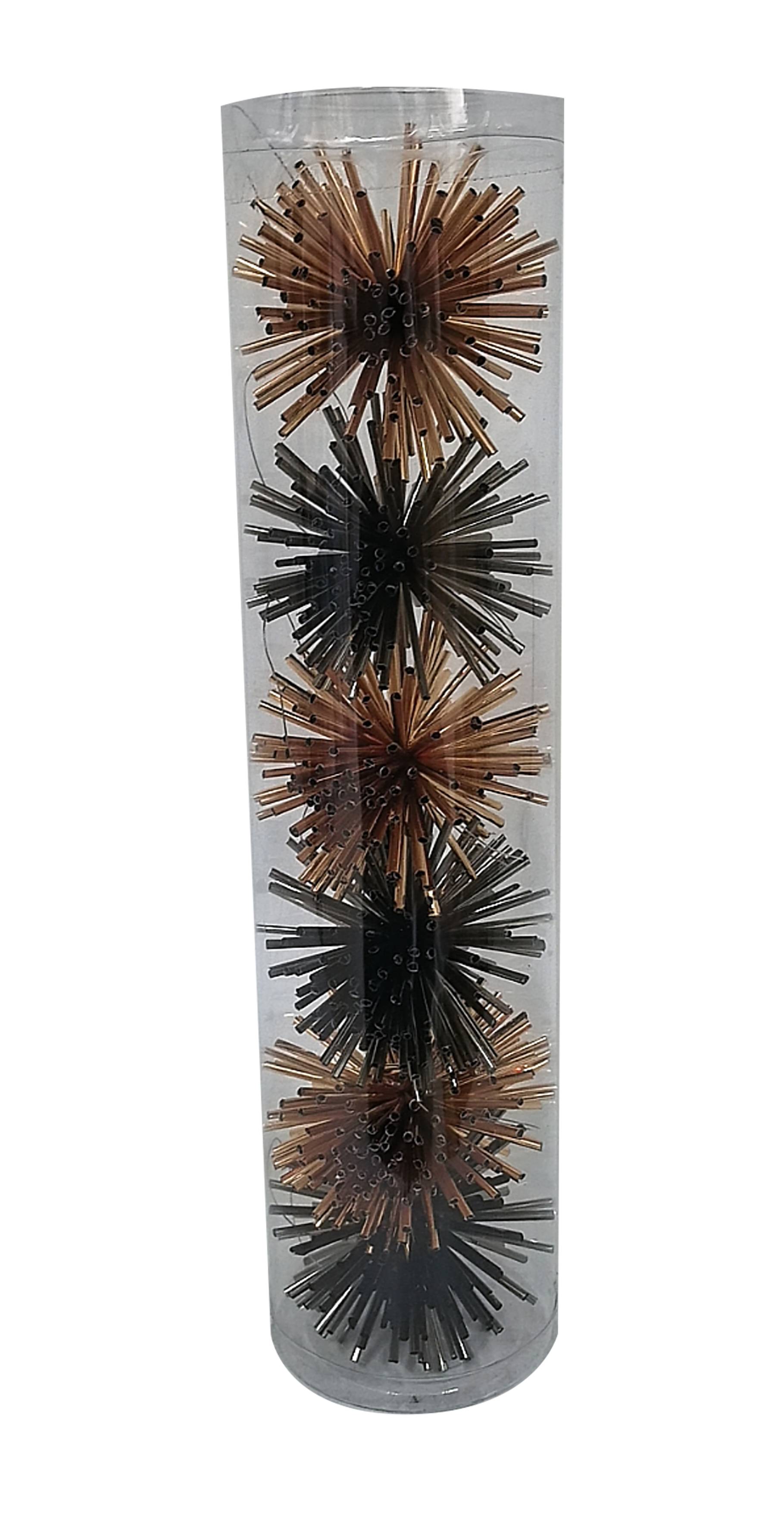 Ecloz - Tube de 4 suspensions décoratives de Noël à paillettes orange et vertes - ECLOZ