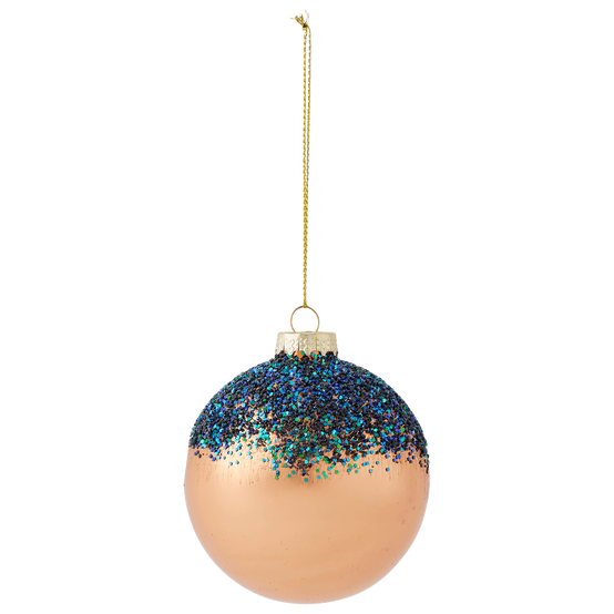 Boule de Noël bicolore marron et bleu Ø 8 cm - ECLOZ - Image 2