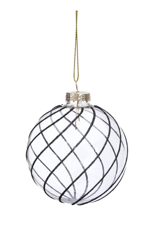 Boule de Noël transparente noire rayée Ø 8 cm - ECLOZ