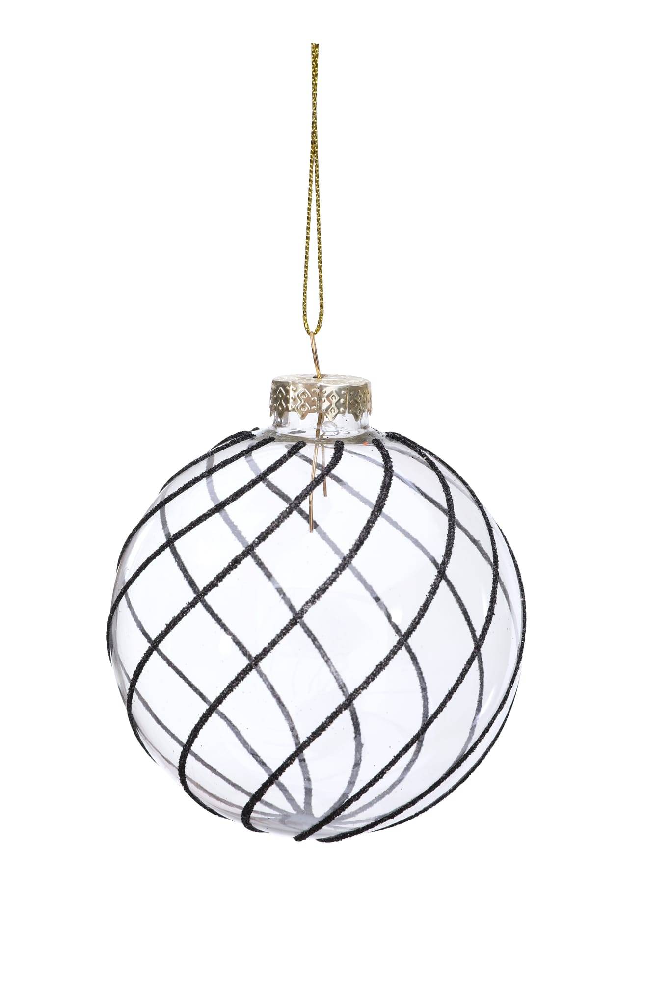Boule de Noël transparente noire rayée Ø 8 cm - ECLOZ