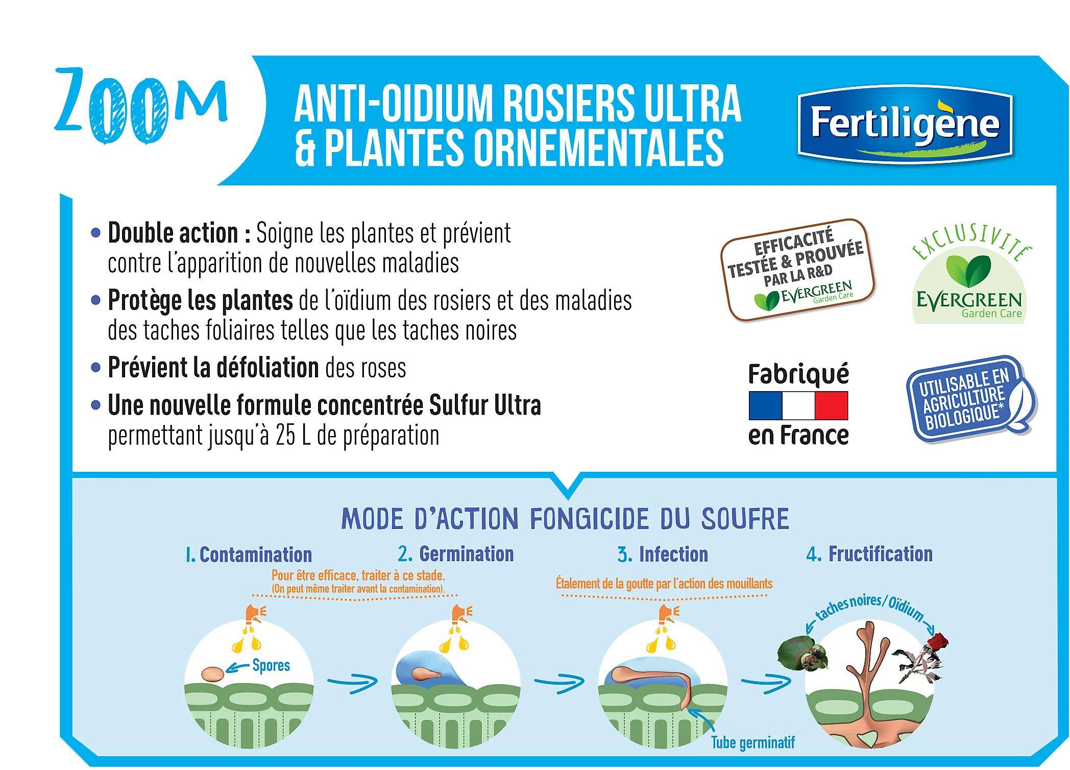 Anti-maladies Rosiers Ultra UAB fongicide soufre liquide concentré 500 ml - Fertiligene - Image 3