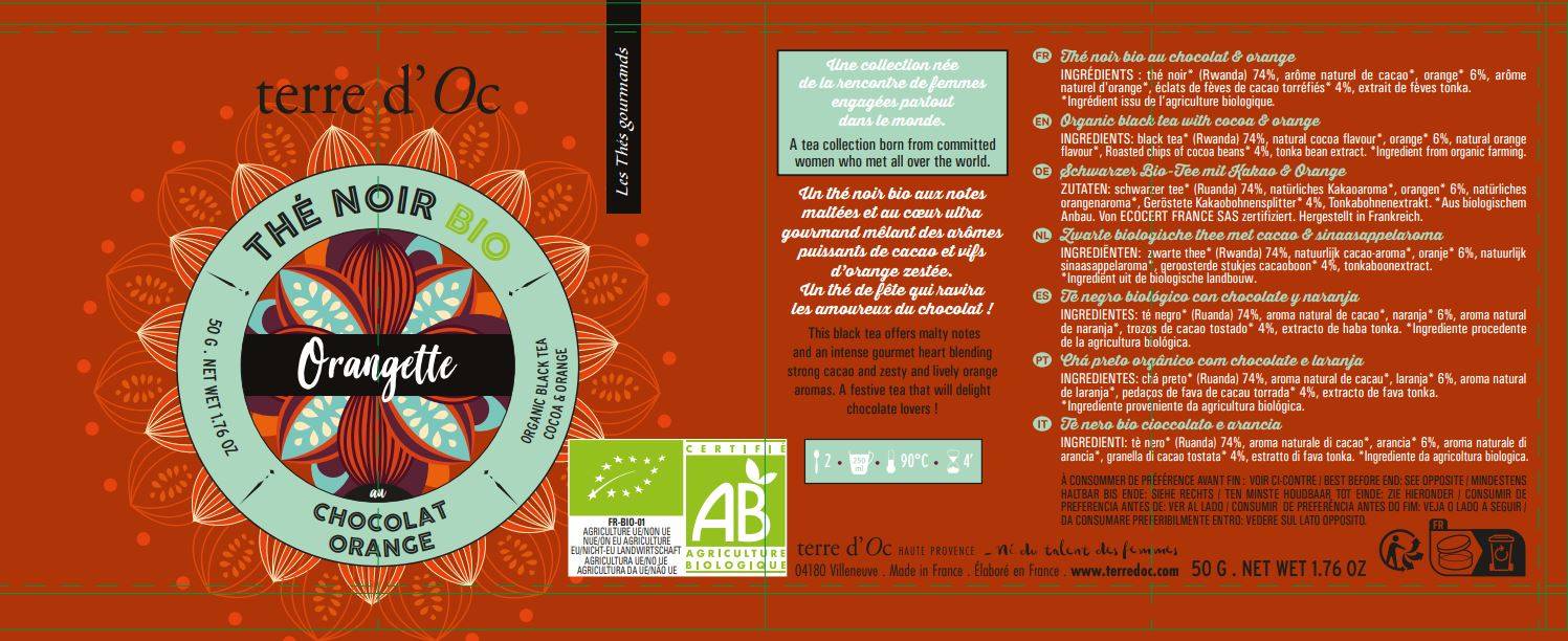Terre d'Oc - 3 thés BIO chocolat orange 50g/ pamplemousse verveine 35g/ myrtille fruits rouges 35 g - Terre d'Oc - Image 2