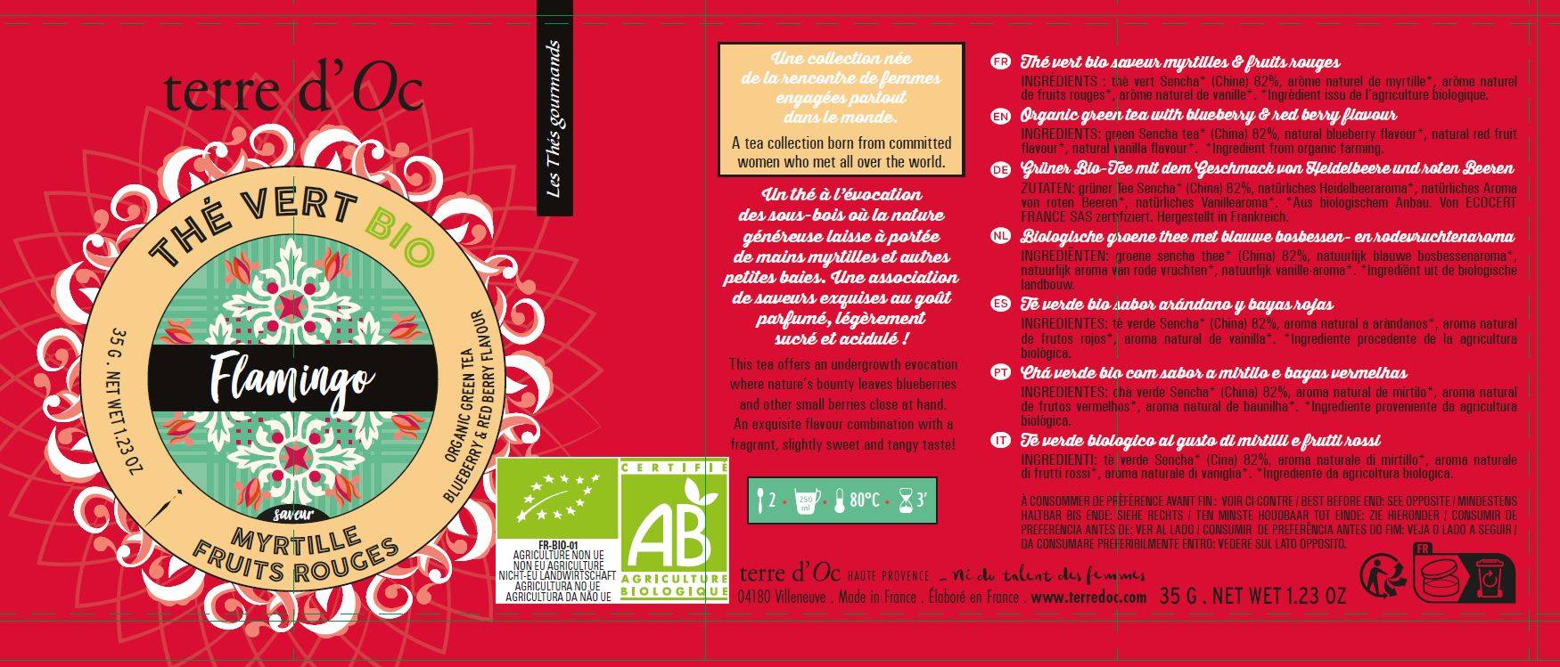 Terre d'Oc - 3 thés BIO chocolat orange 50g/ pamplemousse verveine 35g/ myrtille fruits rouges 35 g - Terre d'Oc - Image 3