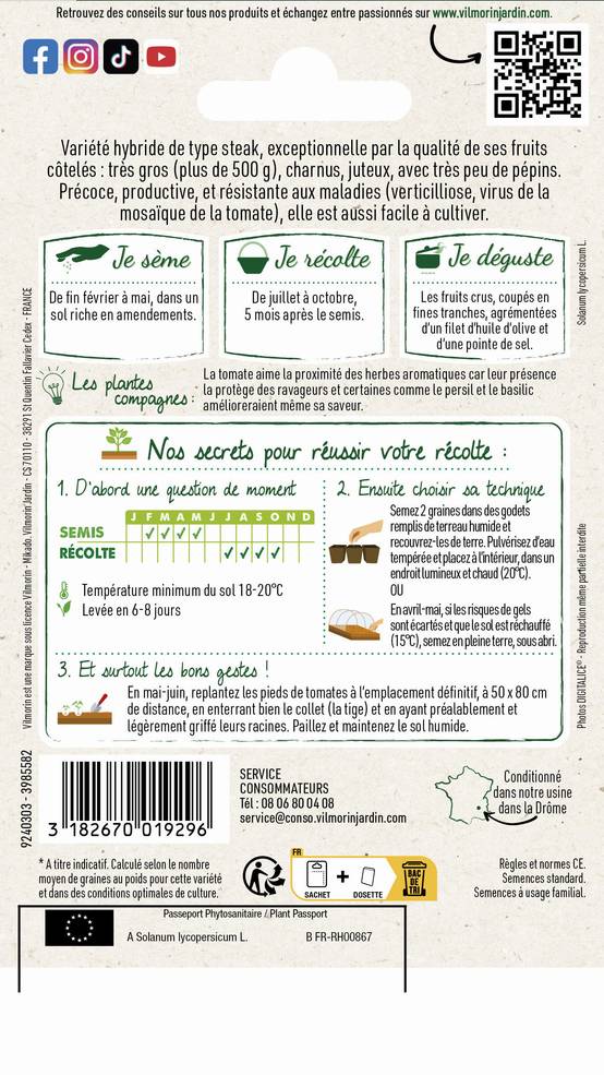 Vilmorin - Tomate Buffalo Steak F1 serie 2 sachet graines 0,1 g - Vilmorin - Image 2