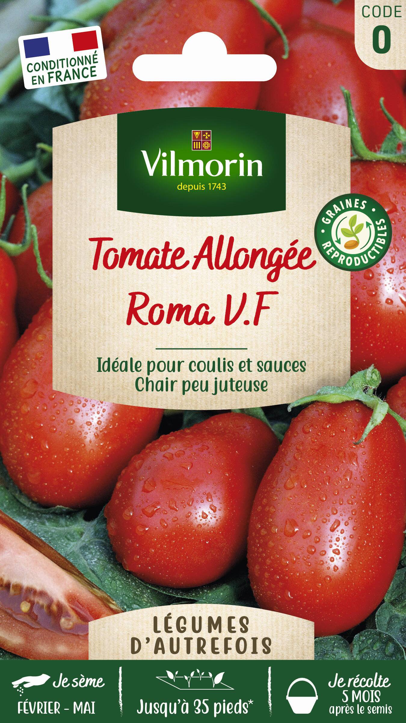 Vilmorin - Tomate Roma Légumes d'Autrefois série 0 sachet graines 0,2 g - Vilmorin - Image 1