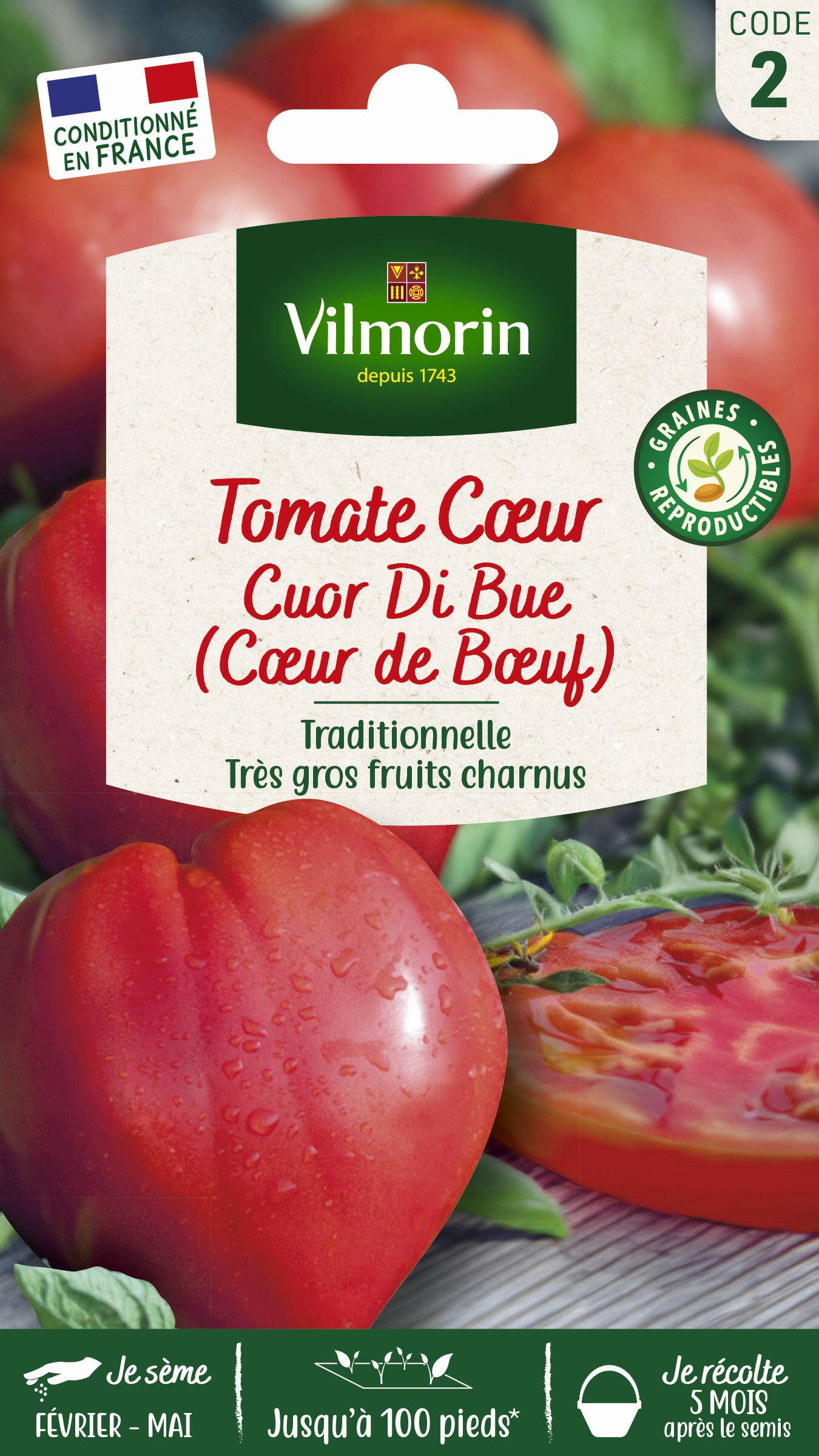 Vilmorin - Tomate Cuor Di Bue (Cœur de Bœuf) série 2 sachet graines 1,5 g - Vilmorin - Image 1