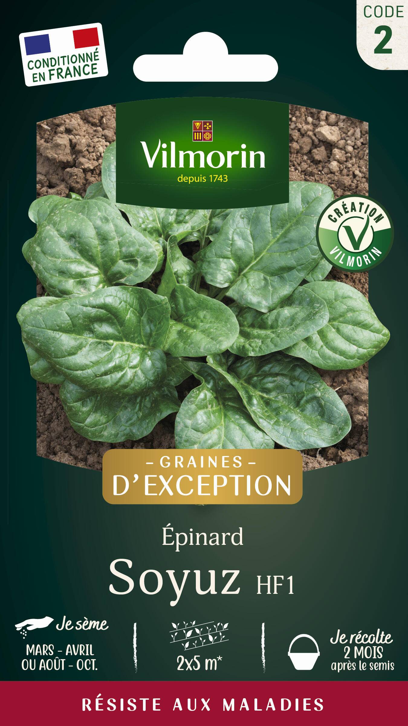 Vilmorin - Epinard Soyuz F1 serie 2 sachet graines 7 g - Vilmorin - Image 1