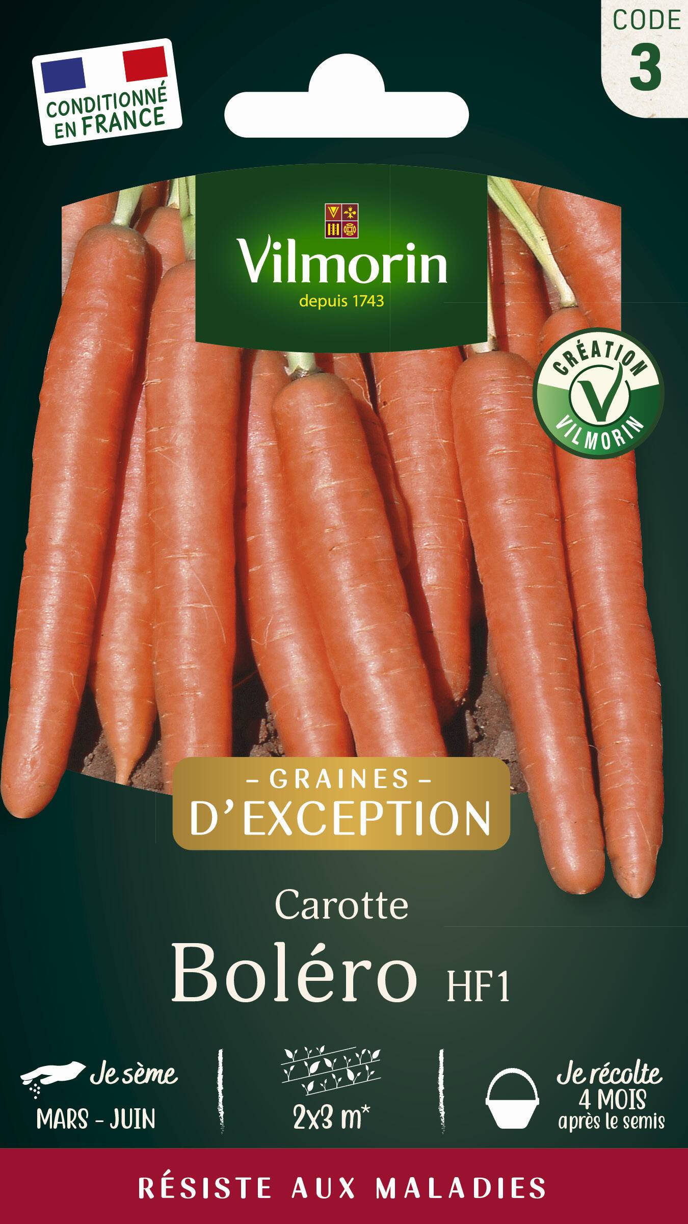 Vilmorin - Carotte Boléro F1 serie 3 sachet graines 1 g - Vilmorin - Image 1