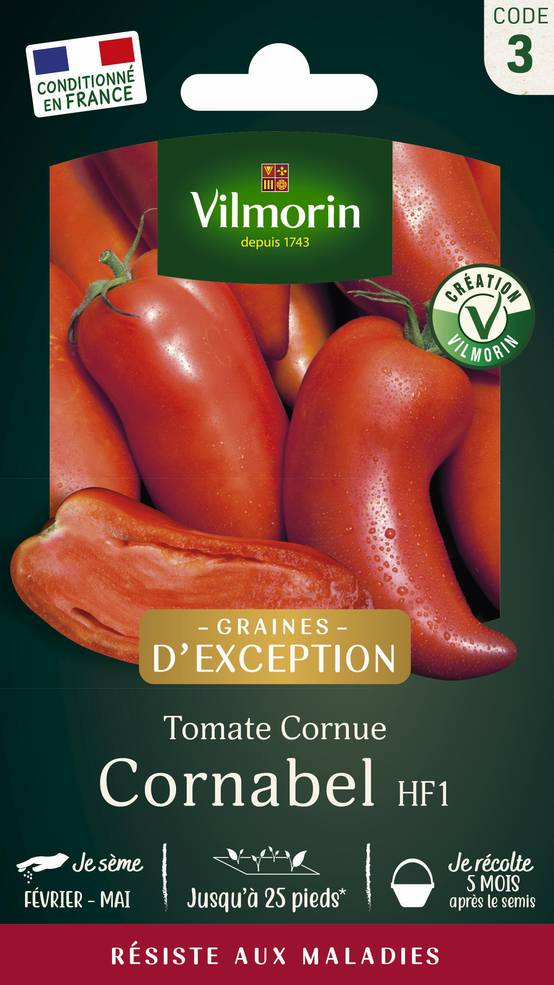 Vilmorin - Tomate Cornabel F1 serie 3 sachet graines 0,1 g - Vilmorin - Image 1
