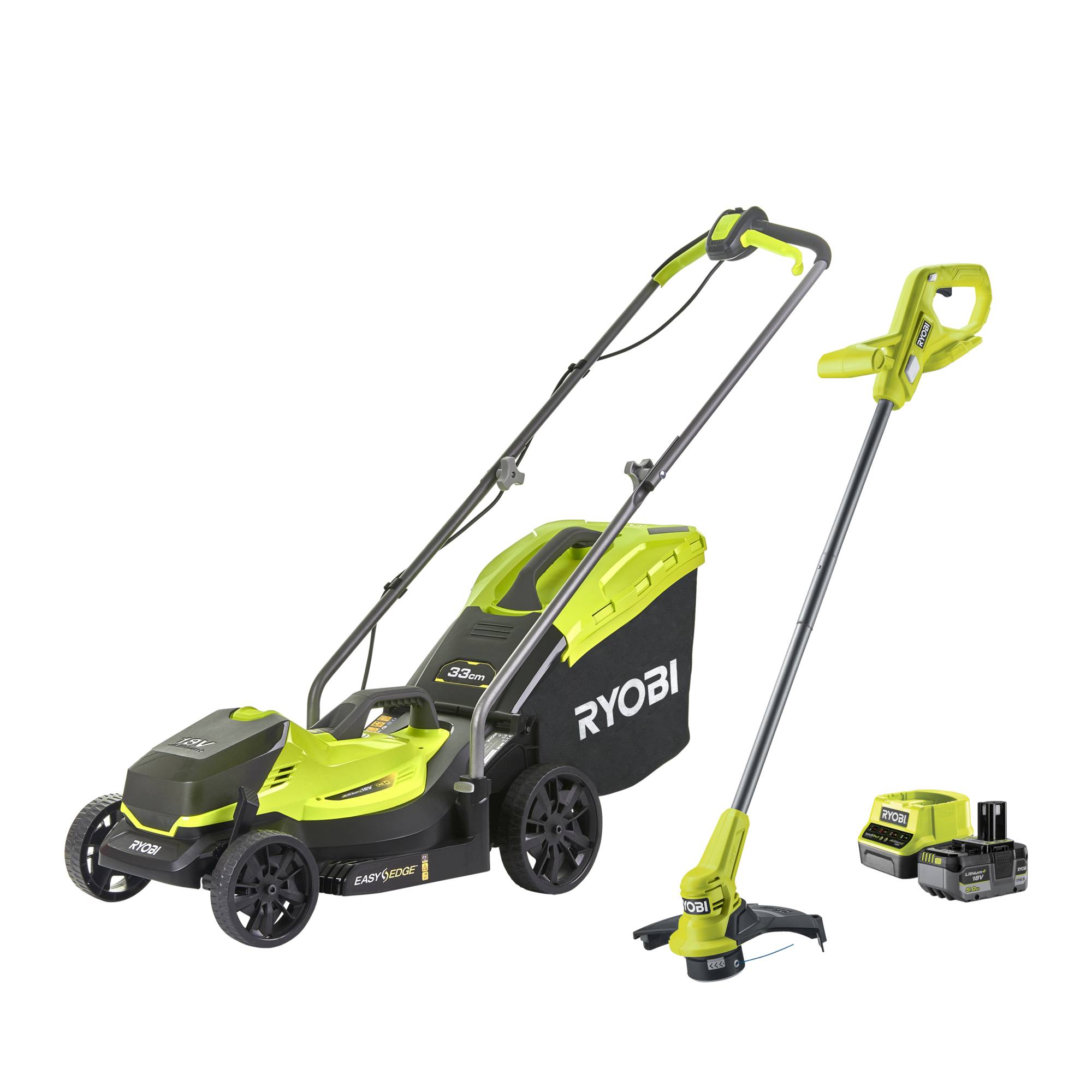 Ryobi - Pack Tondeuse, coupe-bordure, et batterie - RYOBI - Image 1