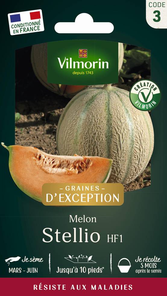 Vilmorin - Melon Stellio HF1 serie 3 sachet graines 0,5 g - Vilmorin - Image 1