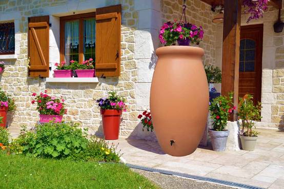 Belli - Récupérateur d'eau de pluie 1000L jarre PE coloris terre cuite - BELLI - Image 2
