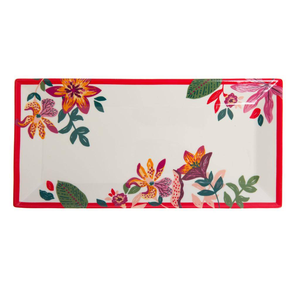 No Name - Plateau rectangulaire Kamae en porcelaine multicolore L.15 cm l.30 cm H.2 cm - Amadeus - Image 2