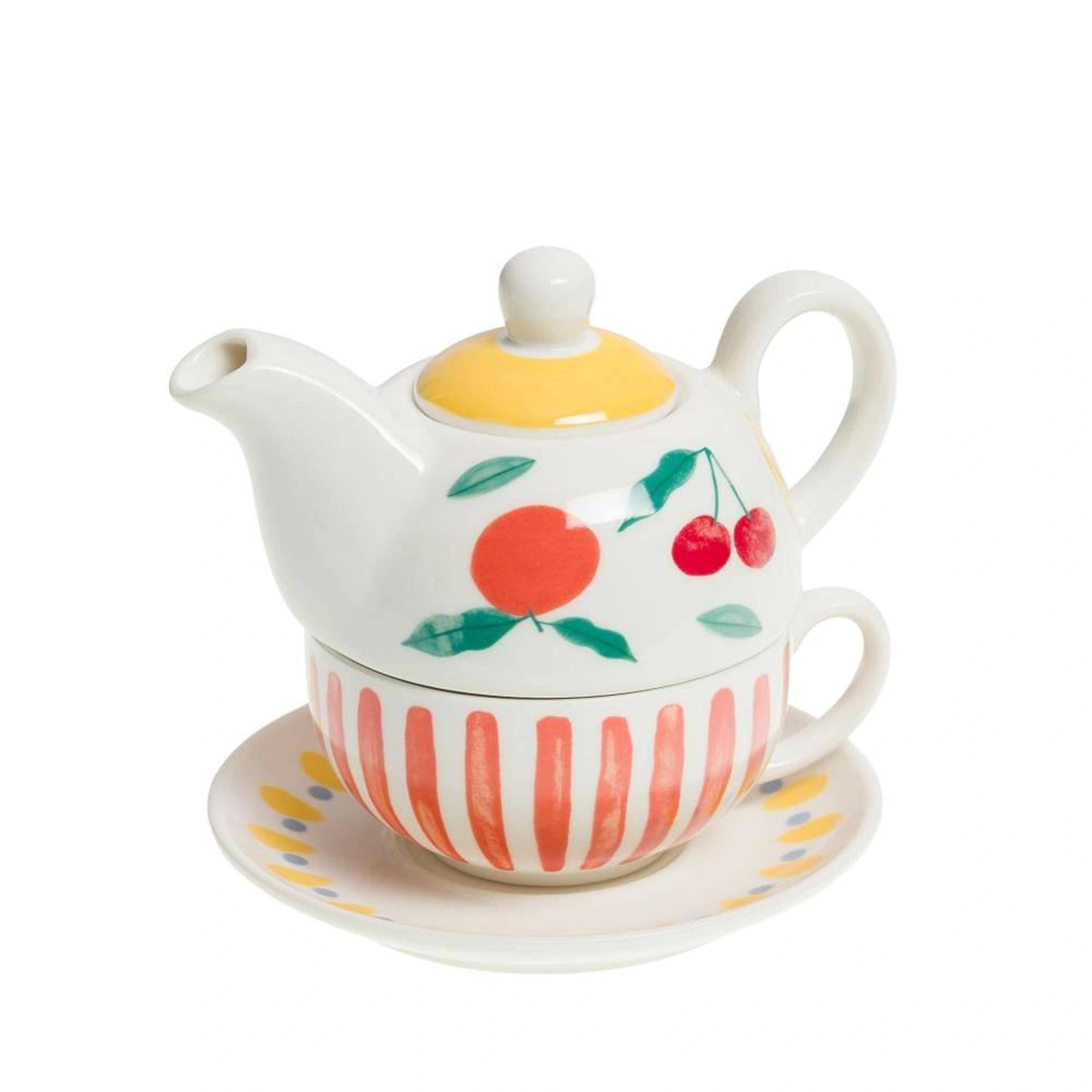 No Name - Coffret théière tea for one Fruty porcelaine multicolore L.12 cm l.16 cm H.15 cm - Amadeus - Image 1