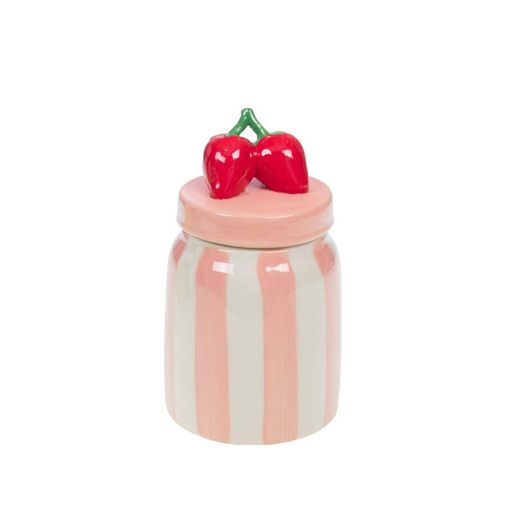 NONAME - Boîte fraise décorative céramique rose L.9.20 cm l.9.20 cm H.16 cm - Amadeus - Image 3