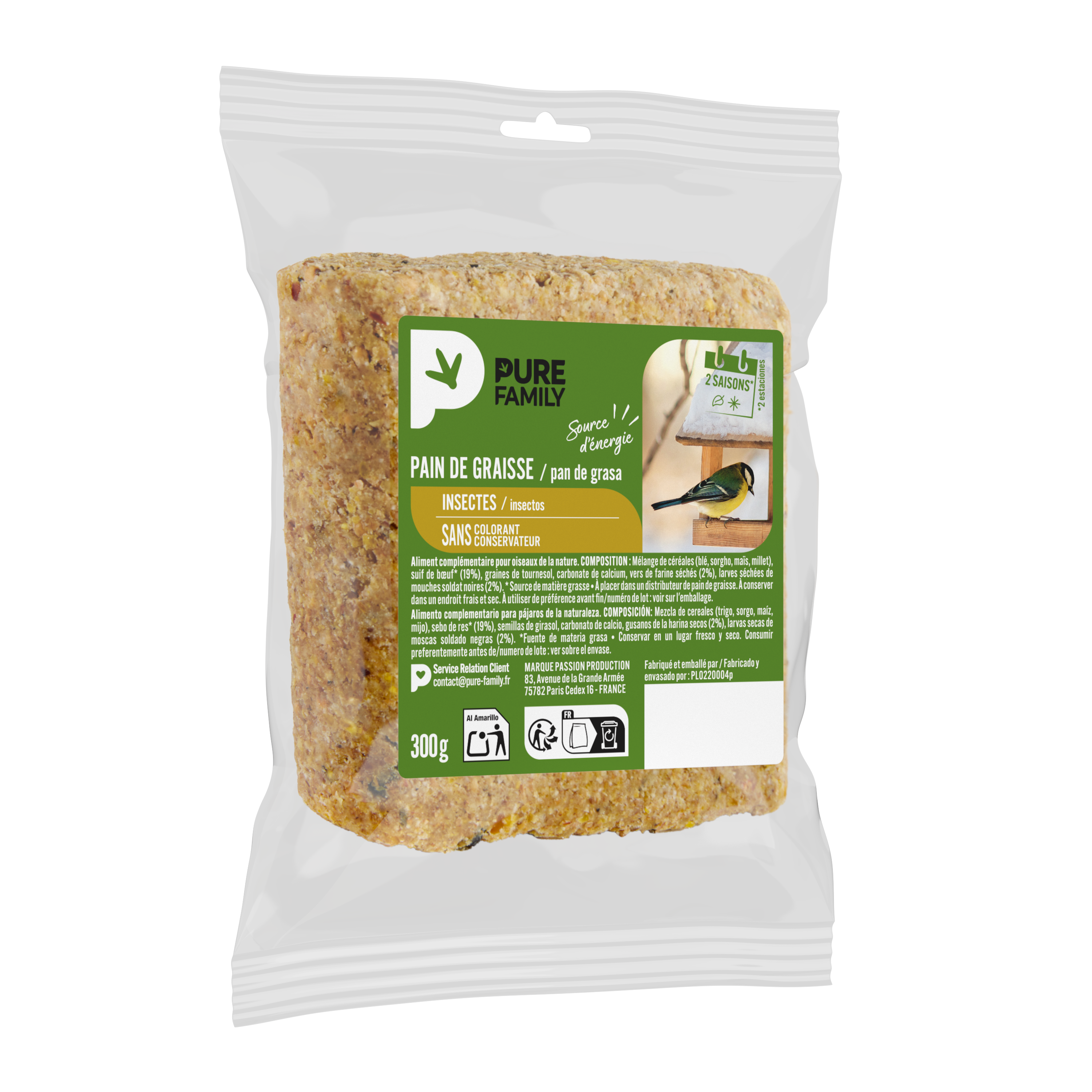 Pure Family - Pain de graisse Insectes 300 g - PURE FAMILY - Image 2