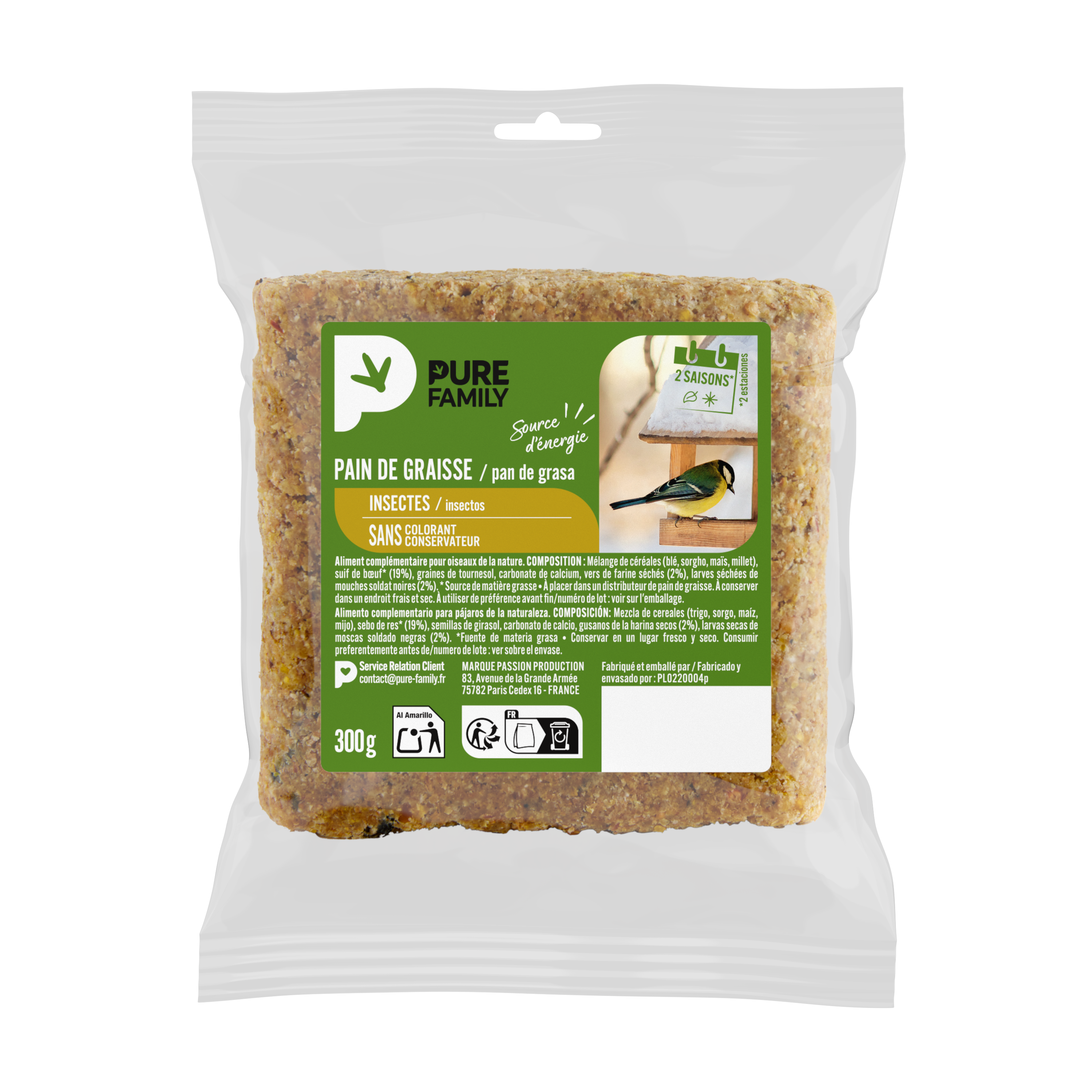 Pure Family - Pain de graisse Insectes 300 g - PURE FAMILY - Image 3