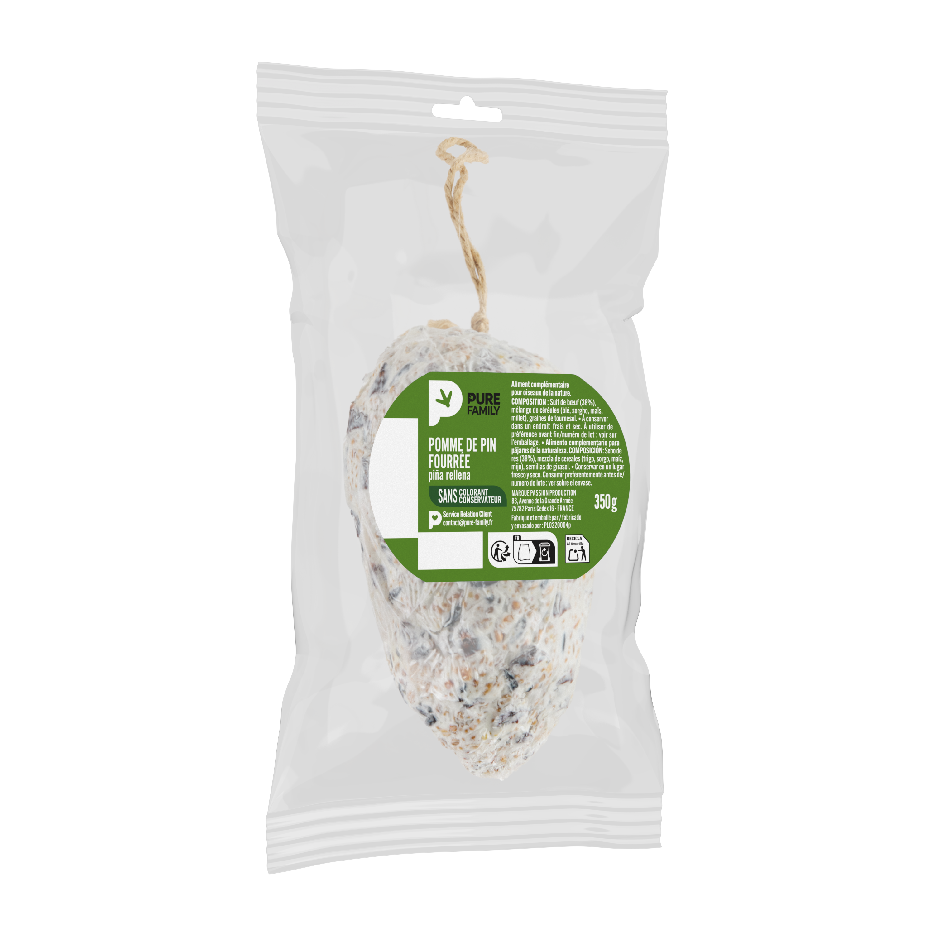 Pure Family - Pomme de pin avec graisse 350 g - PURE FAMILY - Image 3