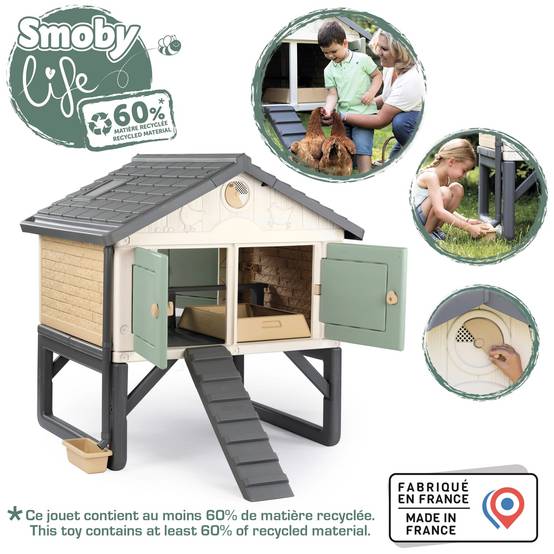 Smoby - Poulailler Cluck Cluck Cottage MIJ 5 poules en plastique recyclé - Smoby - Image 4