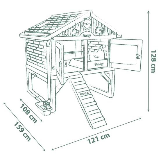Smoby - Poulailler Cluck Cluck Cottage MIJ 5 poules en plastique recyclé - Smoby - Image 2