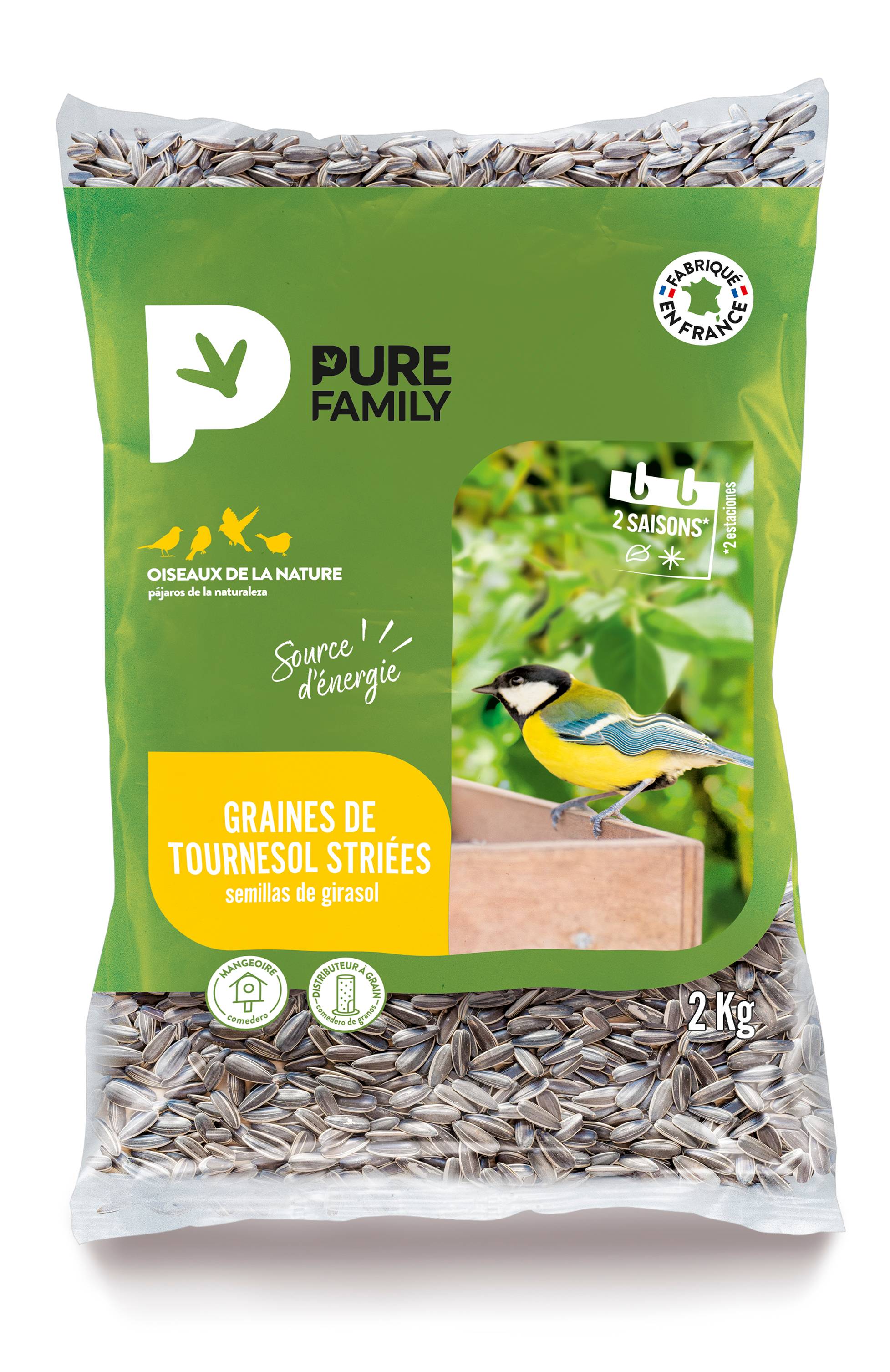 Pure Family - Graines de tournesol striées 2 kg - PURE FAMILY