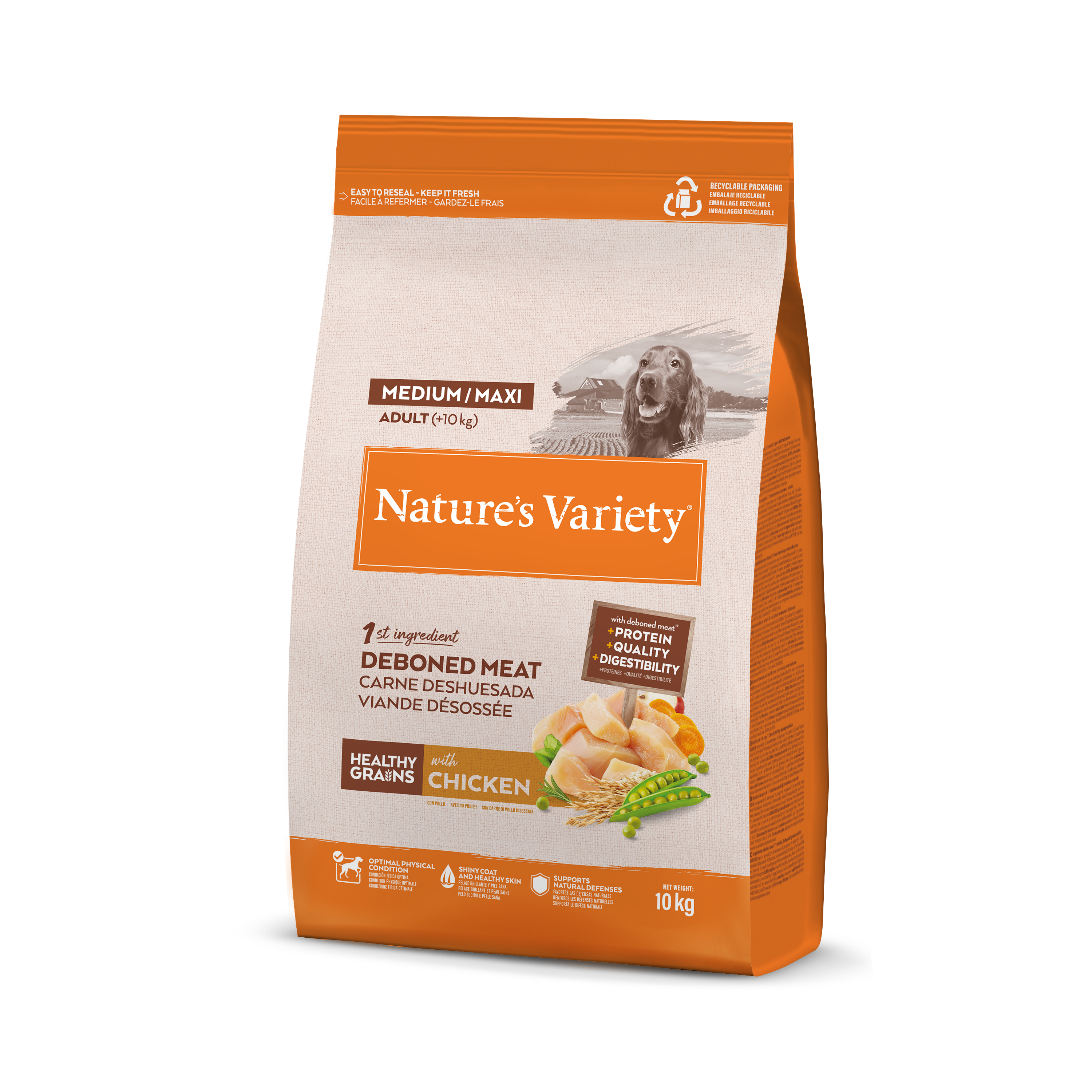 Croquettes pour chien adulte avec céréales saines medium maxi poulet 10 kg - Nature's Variety - Image 5