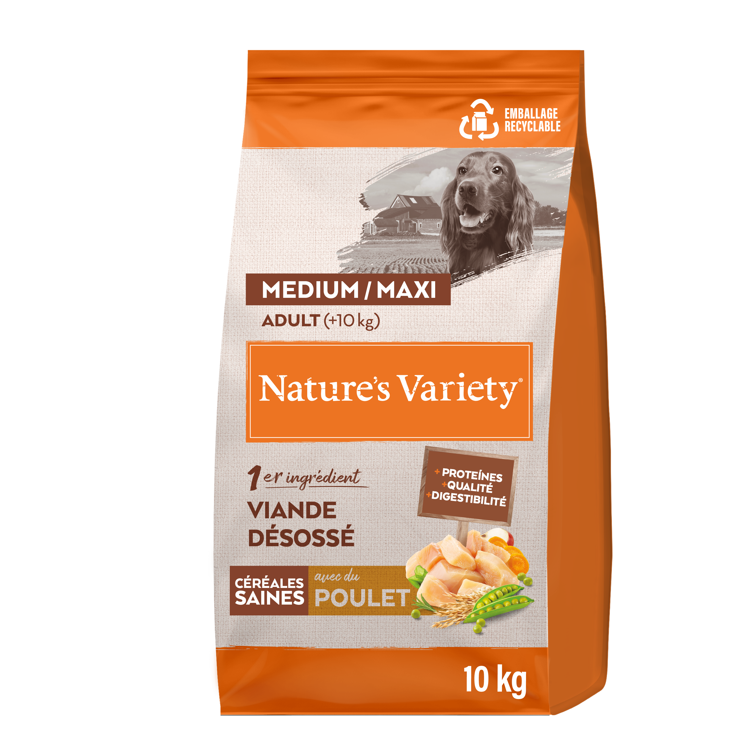 Croquettes pour chien adulte avec céréales saines medium maxi poulet 10 kg - Nature's Variety - Image 2