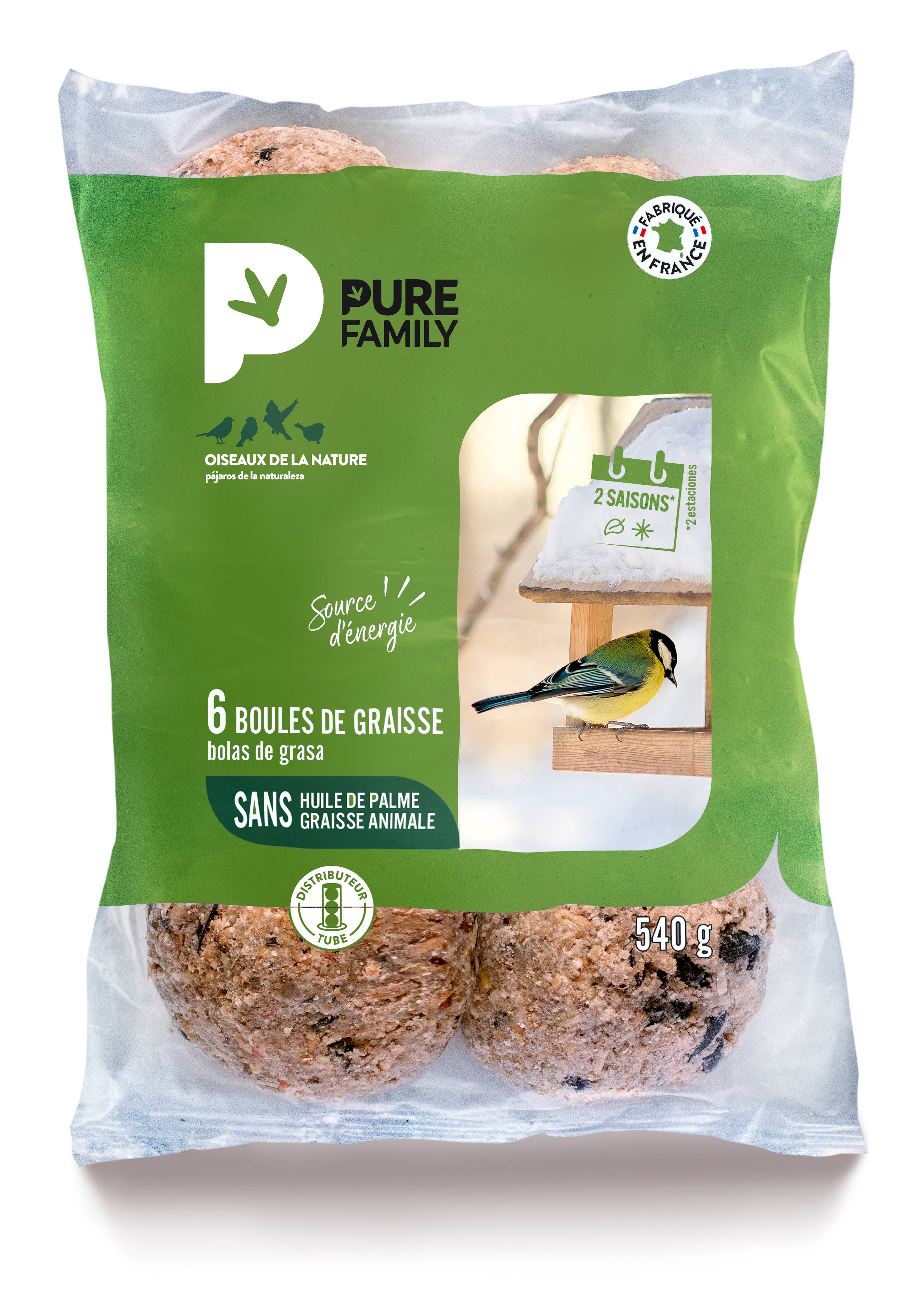 Pure Family - Boules de graisse nature 90 g x 6 - PURE FAMILY - Image 1