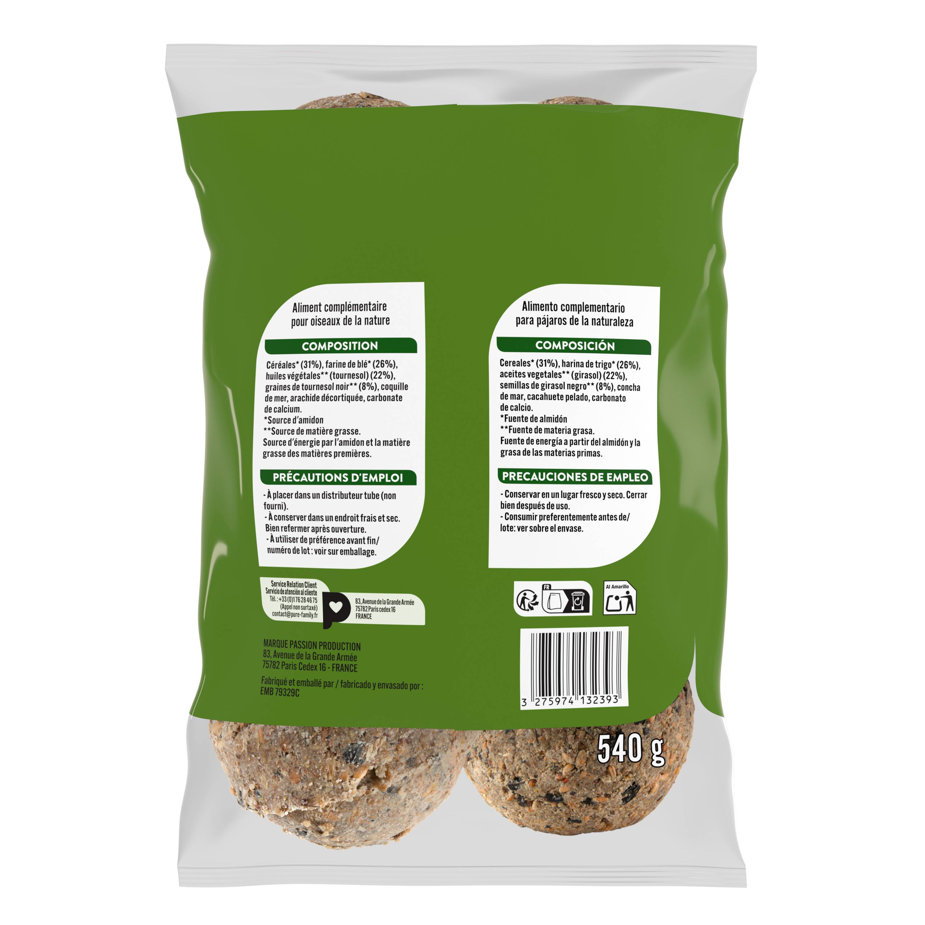 Pure Family - Boules de graisse nature 90 g x 6 - PURE FAMILY - Image 2