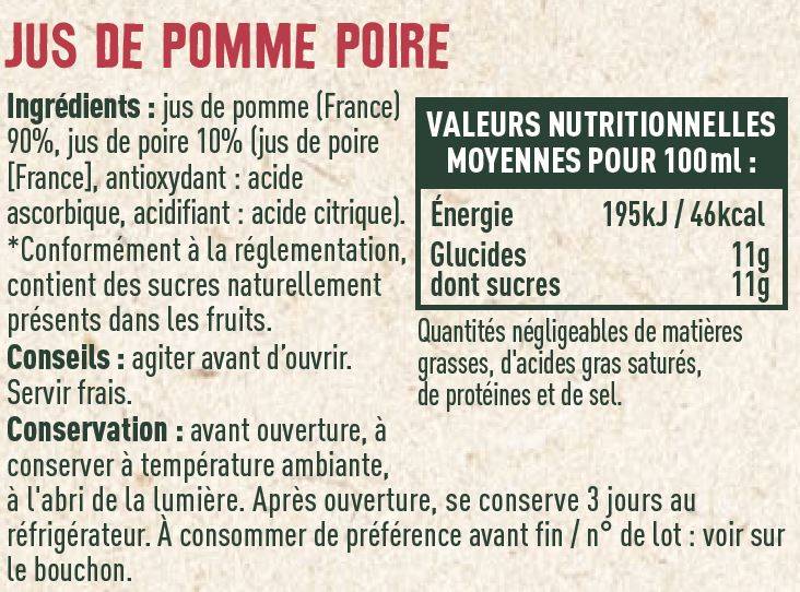 Les Sens du Terroir - Jus de pomme-poire 1 L - Les Sens du Terroir