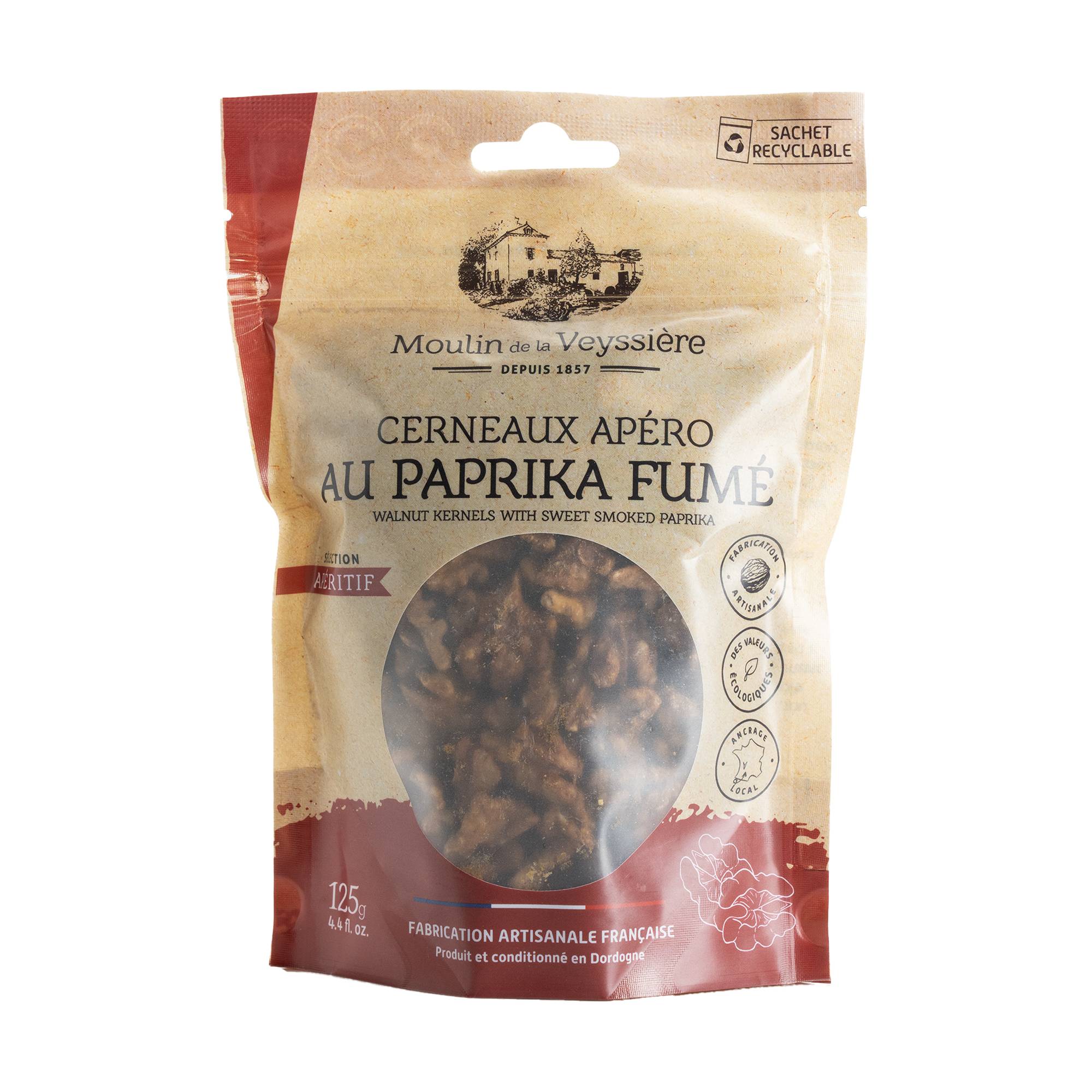 Moulin de la Veyssière - Cerneaux apéro au paprika fumé - 125 g - MOULIN DE LA VEYSSIERE