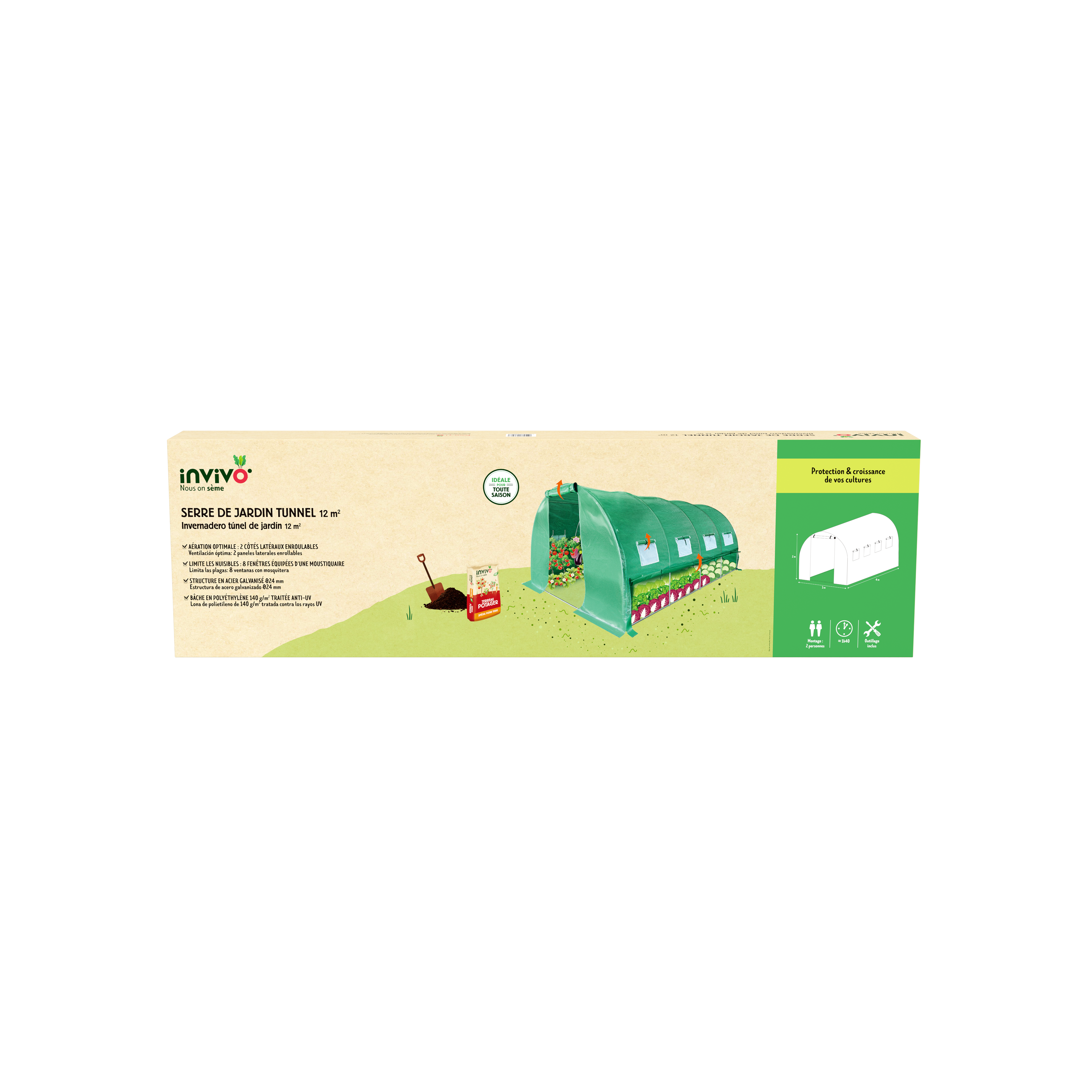 Invivo Nous On Sème - Serre tunnel de jardin 12m² - INVIVO Nous on sème - Image 4