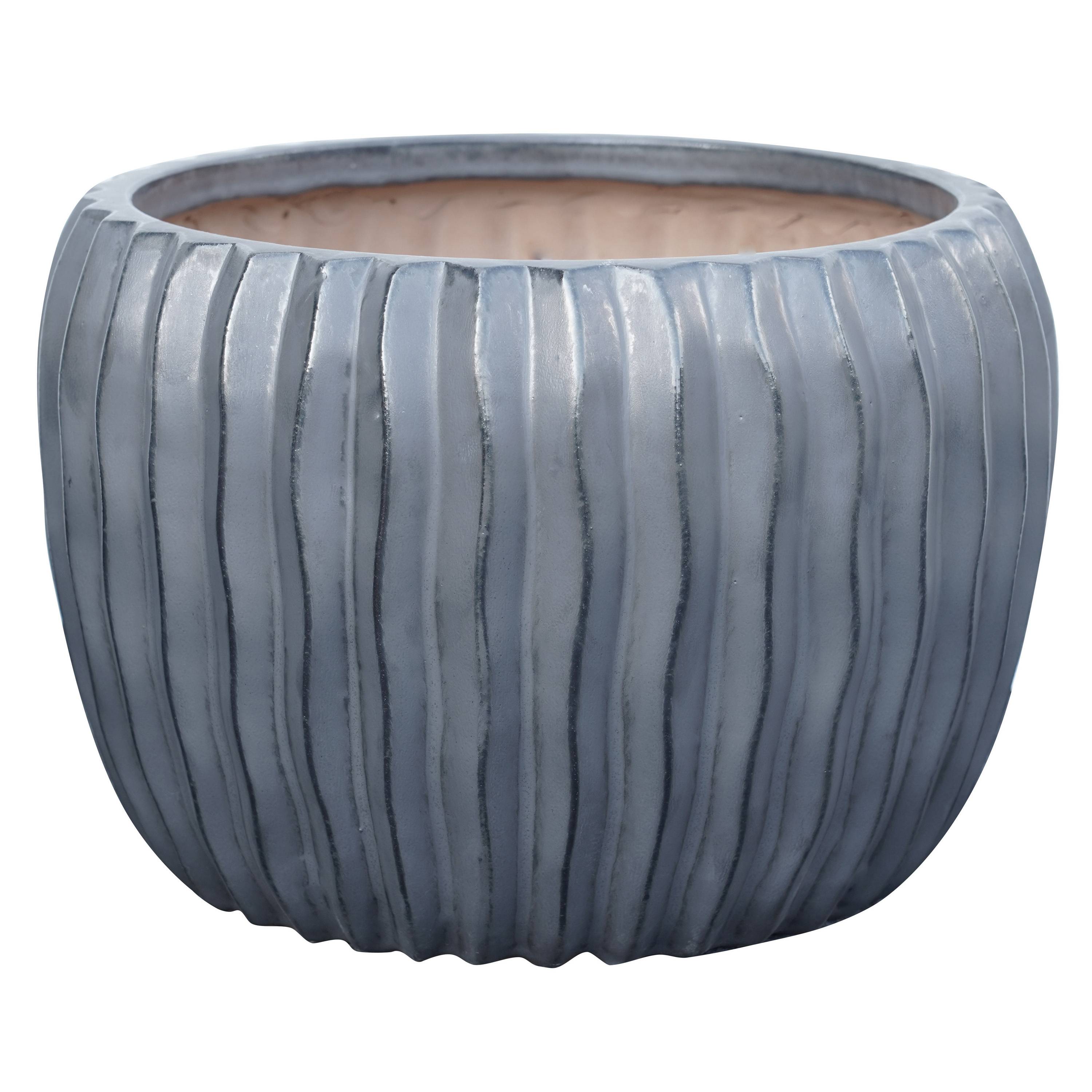 Ecloz - Pot BARREL en terre cuite émaillée - argenté - Ø 27 cm - ECLOZ