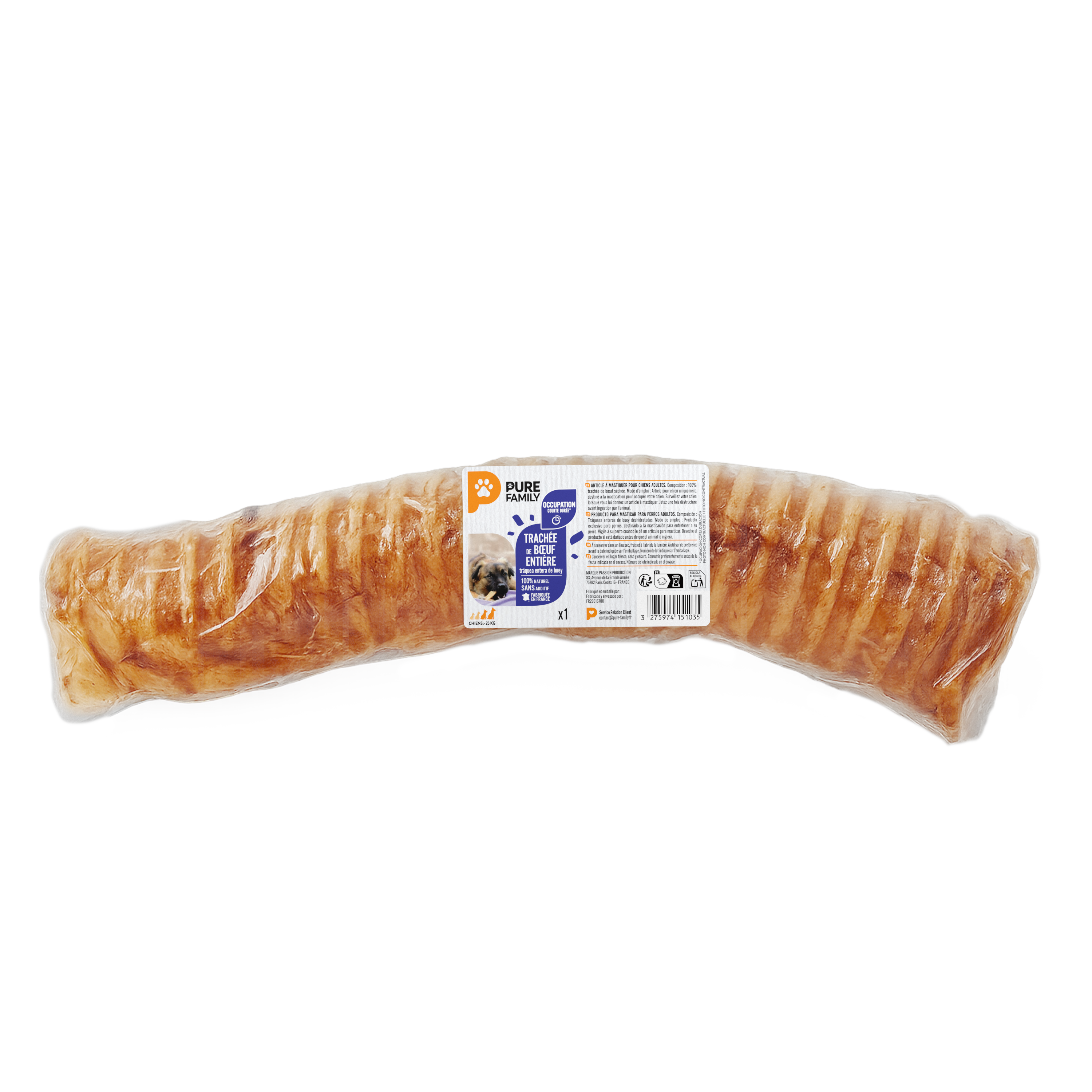 Pure Family - Trachée de bœuf entière pour chien - PURE FAMILY - Image 1