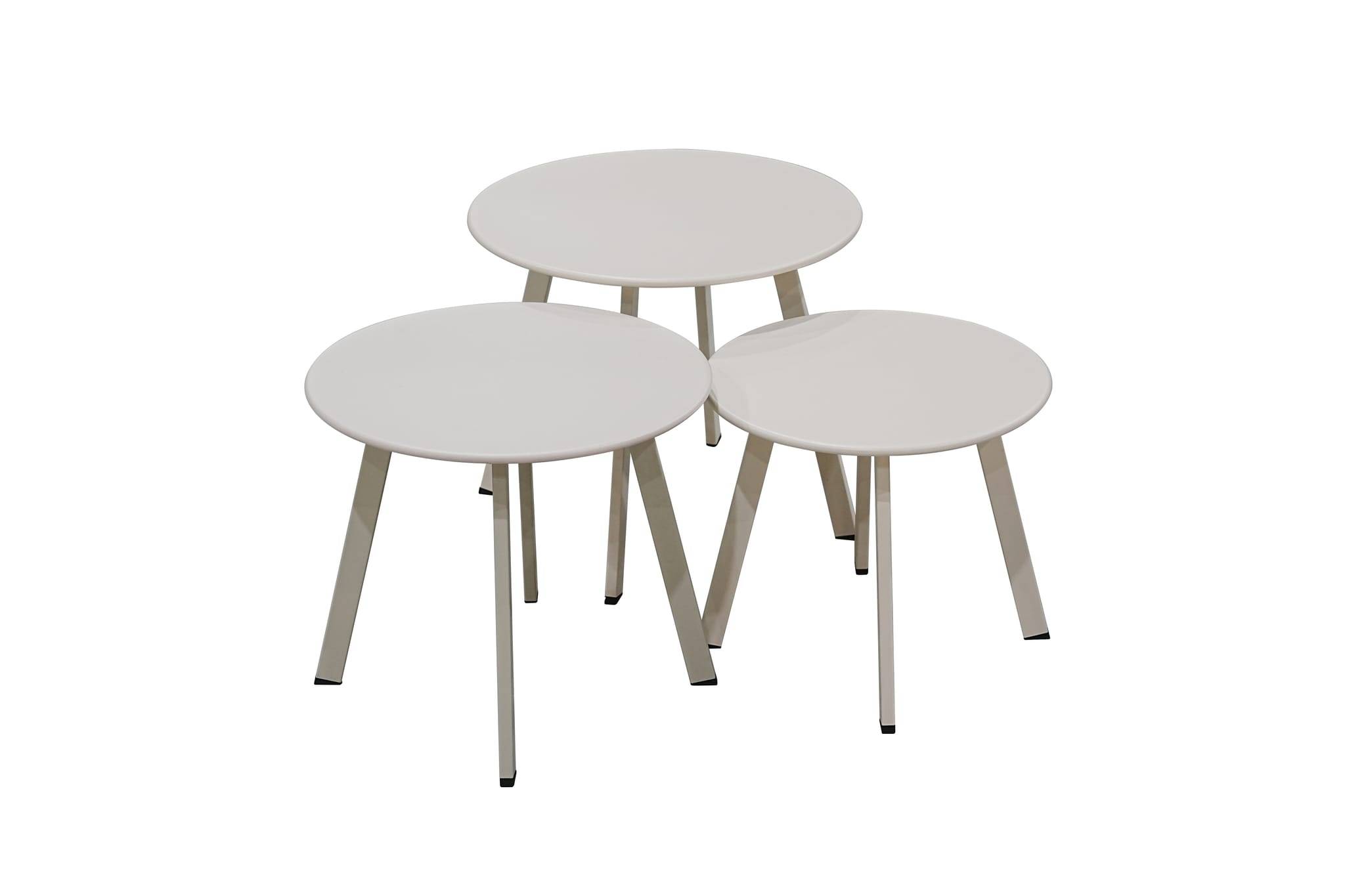 Ecloz - Ensemble 3 tables d'appoint de jardin acier sable Fanette ECLOZ