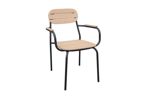 Ecloz - Fauteuil de jardin acier bois empilable noir Fedora ECLOZ - Image 1