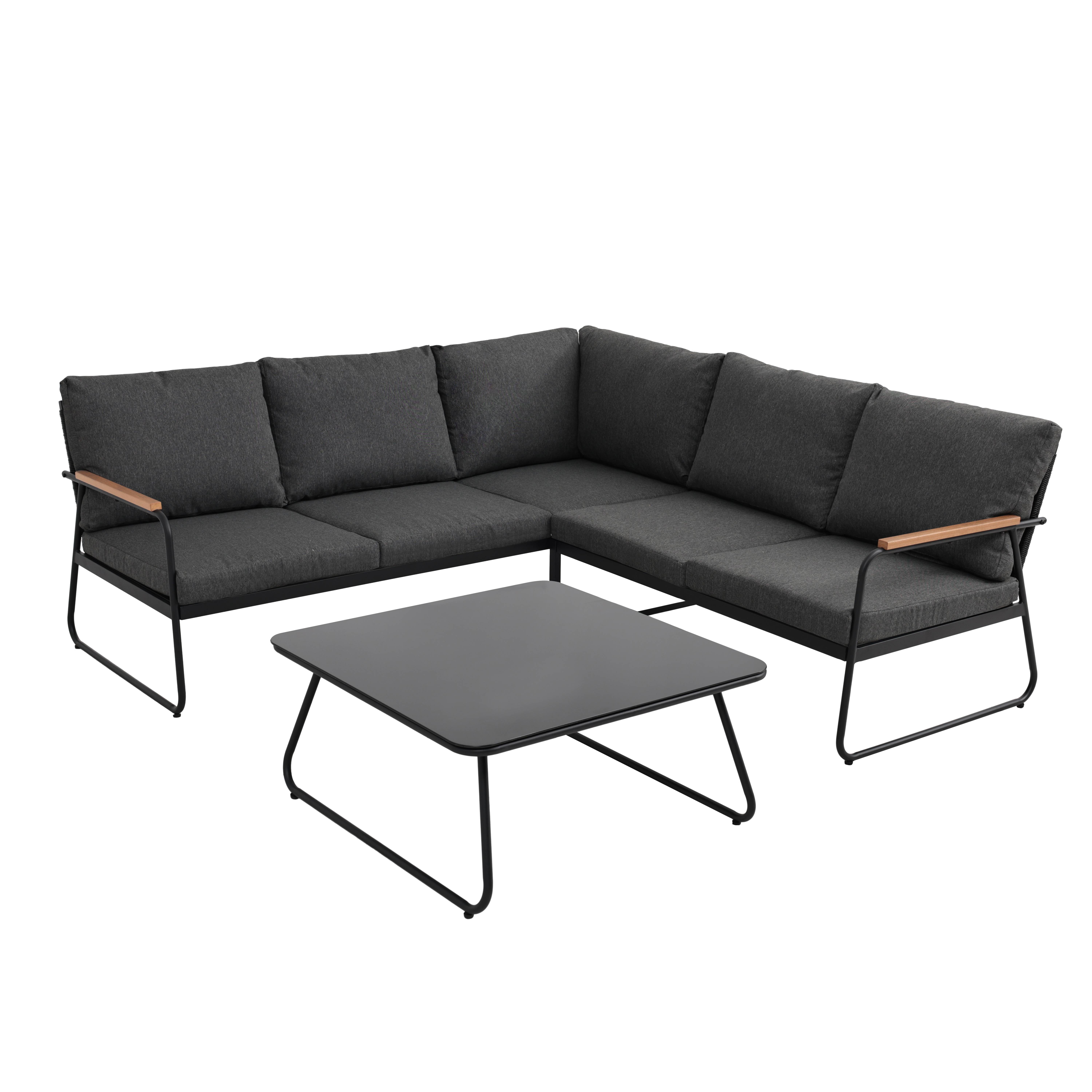 Ecloz - Salon de jardin d'angle détente acier 5 personnes anthracite Felix - ECLOZ - Image 1