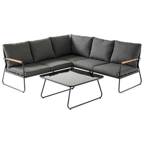 Ecloz - Salon de jardin d'angle détente acier 5 personnes anthracite Felix - ECLOZ - Image 4