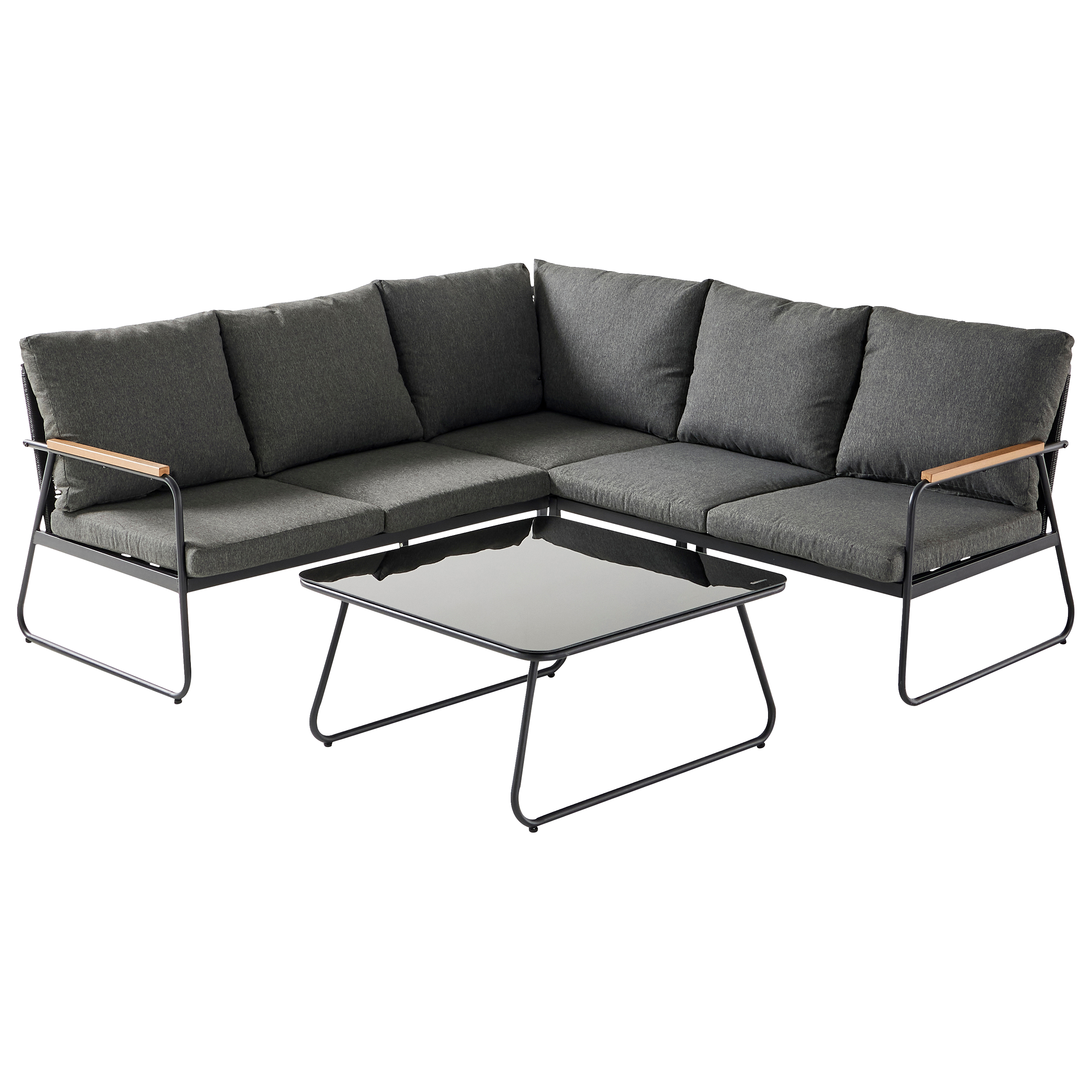 Ecloz - Salon de jardin d'angle détente acier 5 personnes anthracite Felix - ECLOZ - Image 4