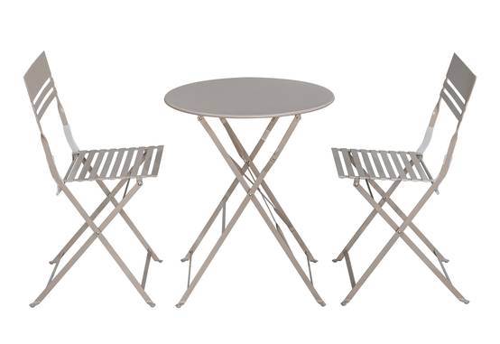Ecloz - Salon de jardin balcon acier pliant 2 personnes taupe Faro ECLOZ - Image 1