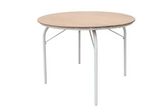 Ecloz - Table de jardin ronde acier bois métal 4 personnes écru bois Frany ECLOZ