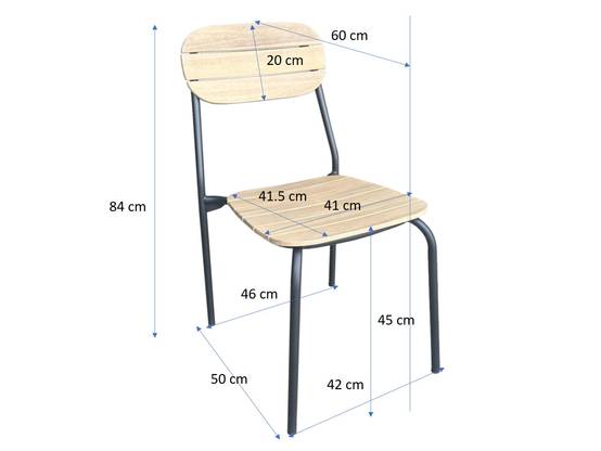 Ecloz - Chaise de jardin acier bois empilable noir Fedora ECLOZ - Image 2