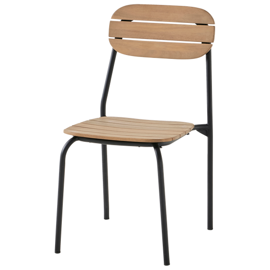 Ecloz - Chaise de jardin acier bois empilable noir Fedora ECLOZ - Image 5