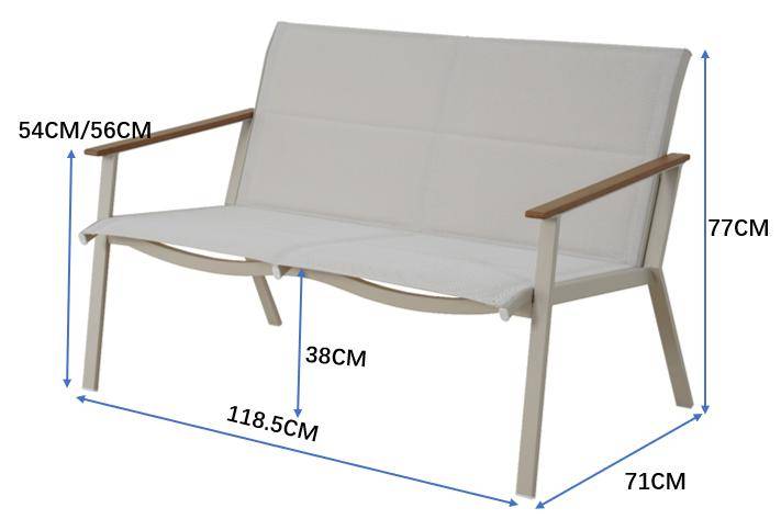 Ecloz - Salon de jardin détente acier textilène 4 personnes crème Felicien ECLOZ - Image 7