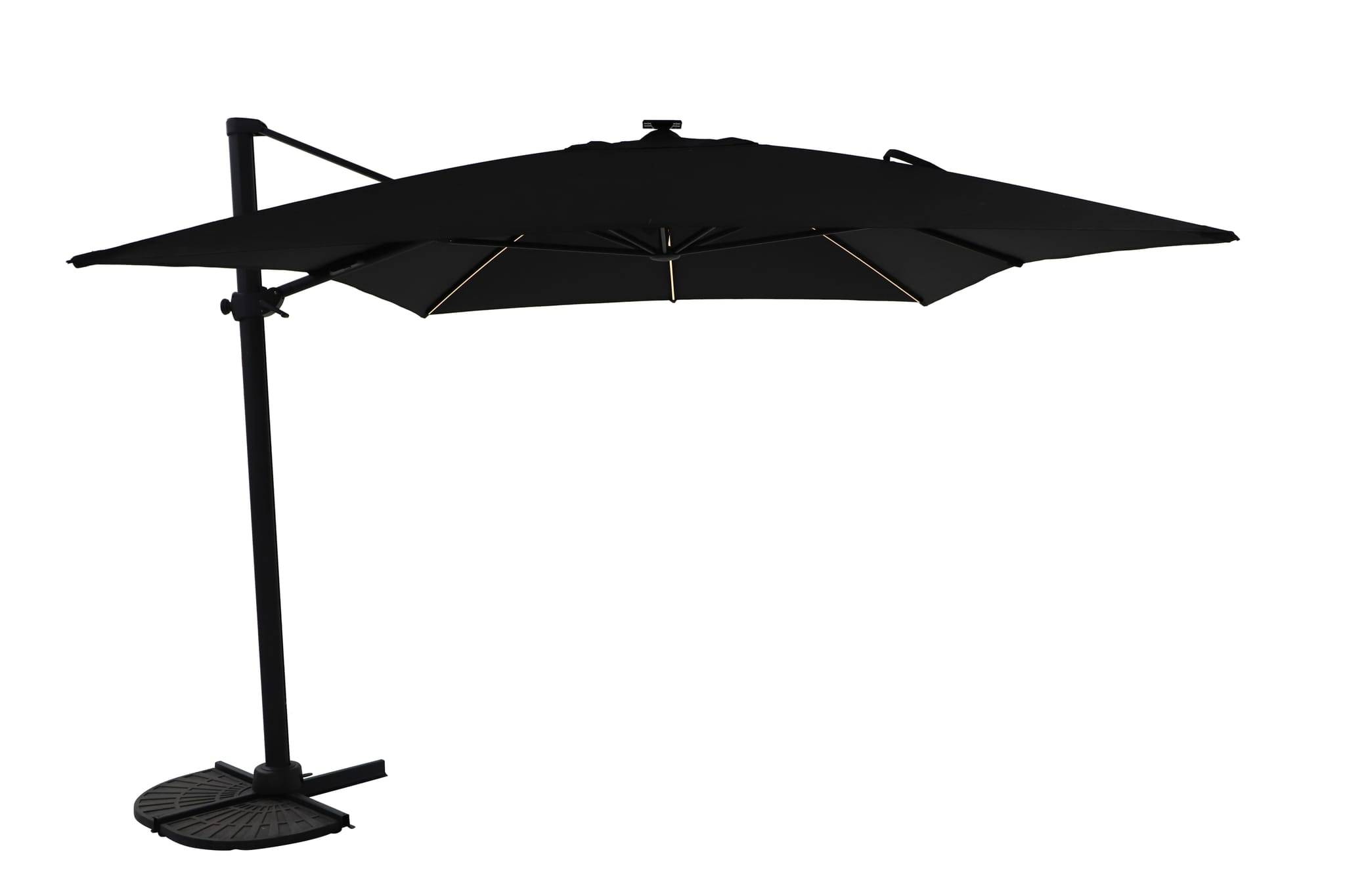 Parasol déporté inclinable à LED rectangulaire 3x4M gris 220g/m² anthracite Edric ECLOZ - Image 1