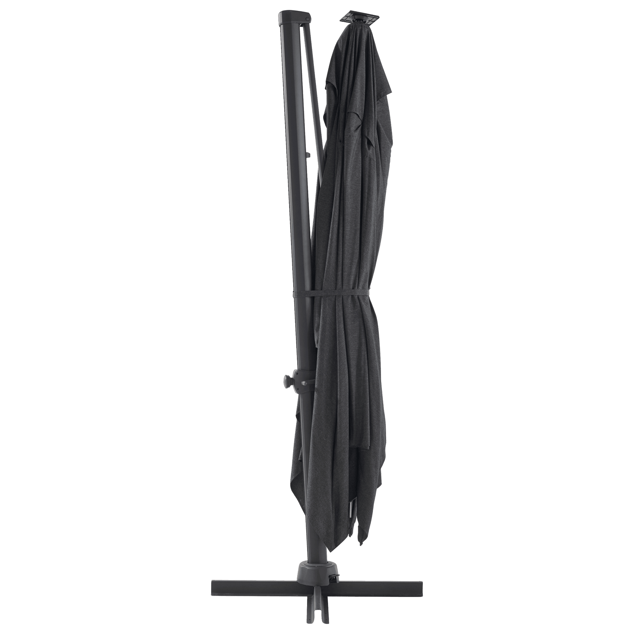 Parasol déporté inclinable à LED rectangulaire 3x4M gris 220g/m² anthracite Edric ECLOZ - Image 2